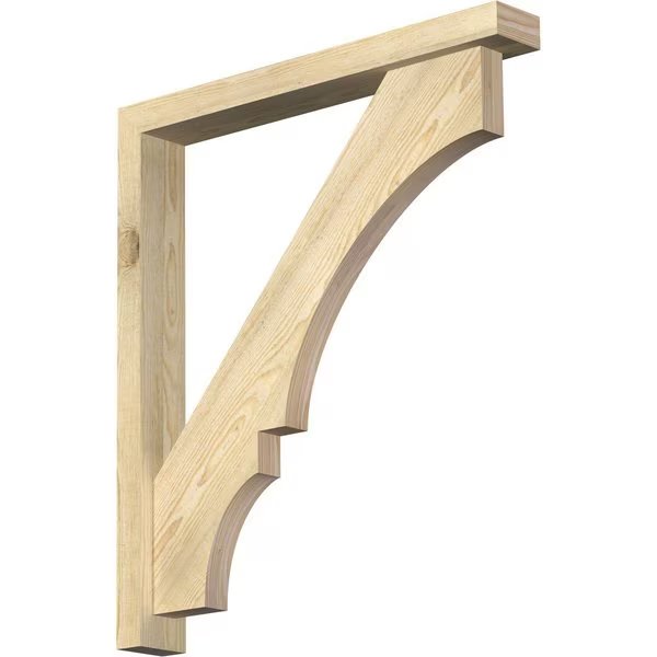 Balboa Block Rough Sawn Bracket w/ Offset Brace, Douglas Fir, 4